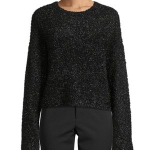 Vince Boxy Metallic Knit Black Eyelash Sweater Size Small NWT